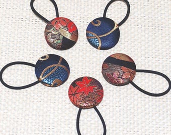 Hair Tie Japanese Silk Obi, Japanese Kimono Hair Elastics, Handmade Ponytail Holders, Vintage Textile Accessories