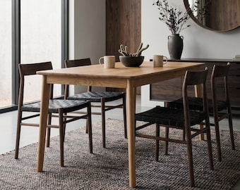 Handmade Oak OULU Dining Table: Scandinavian Mid-Century Design