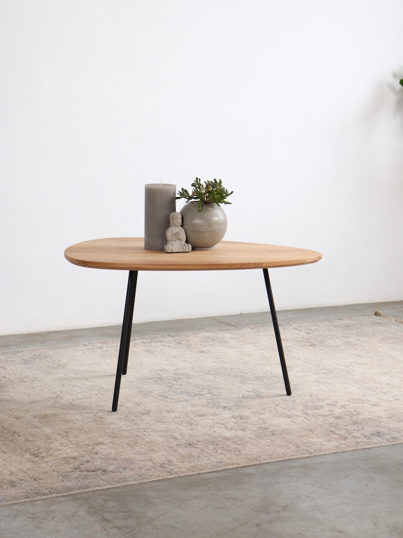 Ręcznie robiony dębowy stolik kawowy: skandynawski design z połowy XX wieku zdjęcie 9