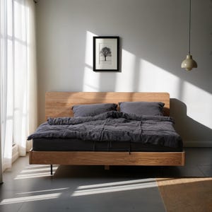 Scandinavian Decor Bed Frame Wolke Unique Handmade Oak Bed Frame Perfect Minimalist Design Ideal Wooden Furniture for Loft Bedroom Decor