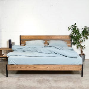 Oak Bed Frame Manchester Oak Wooden Bed Frame Handmade Scandinavian Minimalist Bed Unique Loft Bedroom Furniture Solid Wood Home Decor