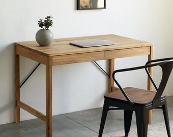 Oak Furniture Ulm with Container Unique Computer Desk Oak Modern Mid Century Writing Desk Small Solid Oak Desk Wooden Scandinavian Table
