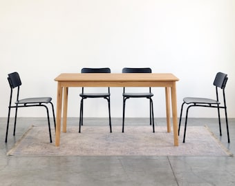 Handmade Oak Dining Table: Scandinavian Mid-Century Modern