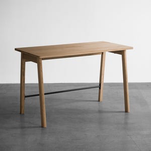 Massief eiken computerbureau: Scandinavische moderne schrijftafel, handgemaakt houten bureau