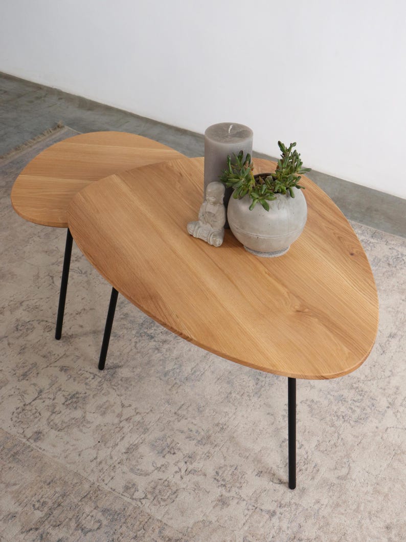 Ręcznie robiony dębowy stolik kawowy: skandynawski design z połowy XX wieku zdjęcie 6
