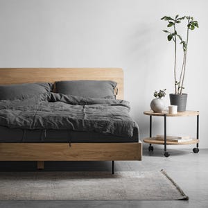 Oak Bed Frame Wolke Wooden Furniture Oak Bed Frame Minimalist Scandinavian Bedroom Decor Unique Design Handmade Wooden Oak Loft Bed Frame