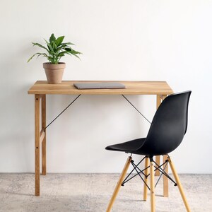 Solid Oak Computer SETTER Desk, Minimalist Japandi Writing Table