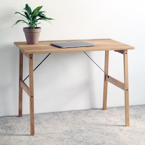 Biurko komputerowe, unikatowe, ręcznie robione, dębowe biurko, skandynawski drewniany stół biurowy, minimalistyczne biurko w stylu mid-century do domu lub salonu