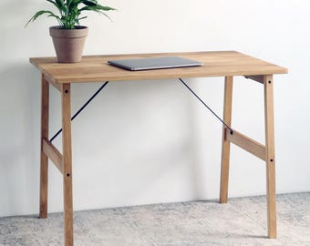 Handmade Oak Desk: Scandinavian Mid-Century Modern Writing Table, Stylish Office Furniture