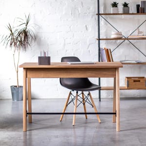 Scandinavian Decor Yotsa with Drawer Computer Desk Modern Farmhouse Decor Solid Oak Wood Desk Small Mid Century Writing Desk with Drawer