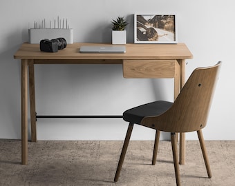 Solid Oak Wood YOTSA Desk: Scandinavian Handmade Wooden Workspace Desk