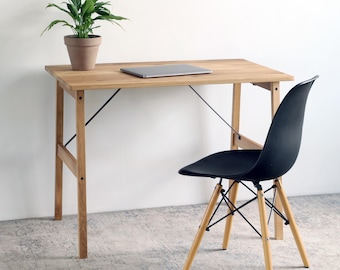 Oak Furniture Computer Desk Handmade Minimalism Scandinavian Furniture Unique Oak Wooden Desk Living Room Decor Writing Mid Century Desk