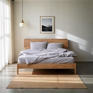 Struttura letto in legno di quercia Norwich: loft minimalista scandinavo e camera da letto moderna