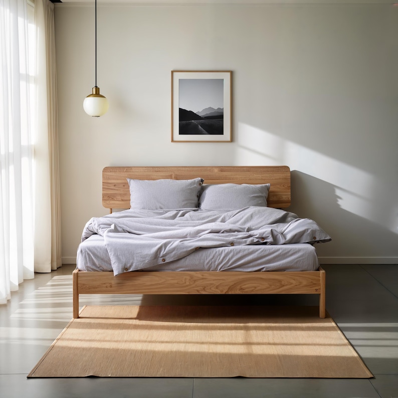 Oak Bed Frame Norwich Scandinavian Design Bedroom Furniture Handmade Unique Minimalist Oak Wooden Bed Frame Lof Bed Frame Bedroom Oak Decor image 9