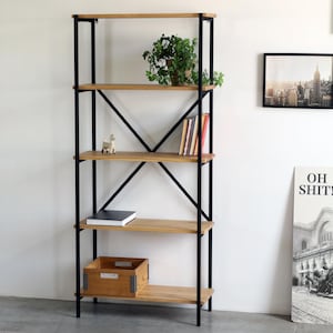 Oak Furniture Bookshelf Lagom Handcrafted Wood Ladder Bookshelf Lagom Style Solid Oak Bookcase Modern Open Storage for Books Decor or Plants