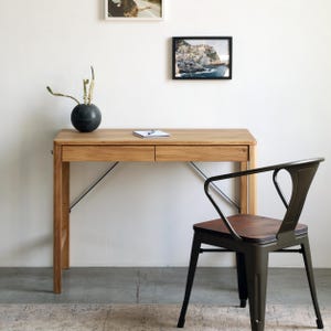 Office Desk Ulm without Container Solid Oak Wood Scandinavian Decor Computer Desk Minimalist Writing Desk with Drawers Natural Oak Furniture