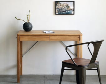 Office Desk ULM without Container Solid Oak Wood Japandi Decor