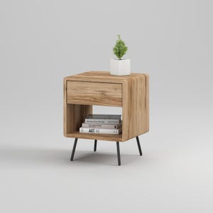 Skandinavisches Dekor Nachttisch Blum mit Schublade Modernes Design Massivholz Nachttisch Schlafzimmer Möbel mit einer Schublade Wohnzimmer Dekor