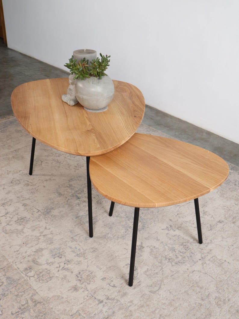 Ręcznie robiony dębowy stolik kawowy: skandynawski design z połowy XX wieku zdjęcie 7