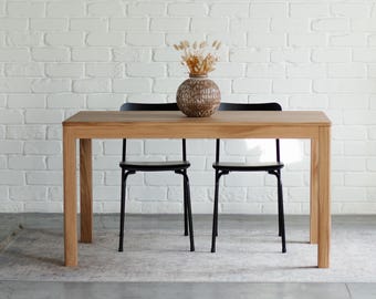 Handmade Solid Oak Scandi Kitchen Table: Rustic Dining Table