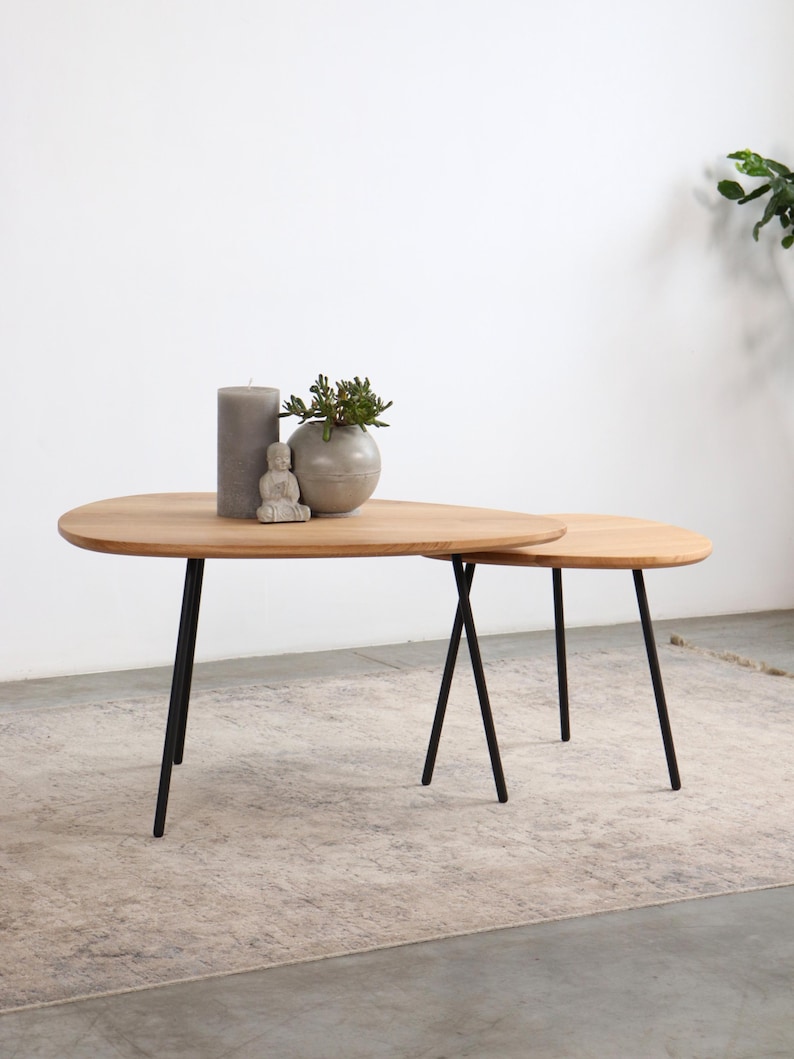 Ręcznie robiony dębowy stolik kawowy: skandynawski design z połowy XX wieku zdjęcie 8