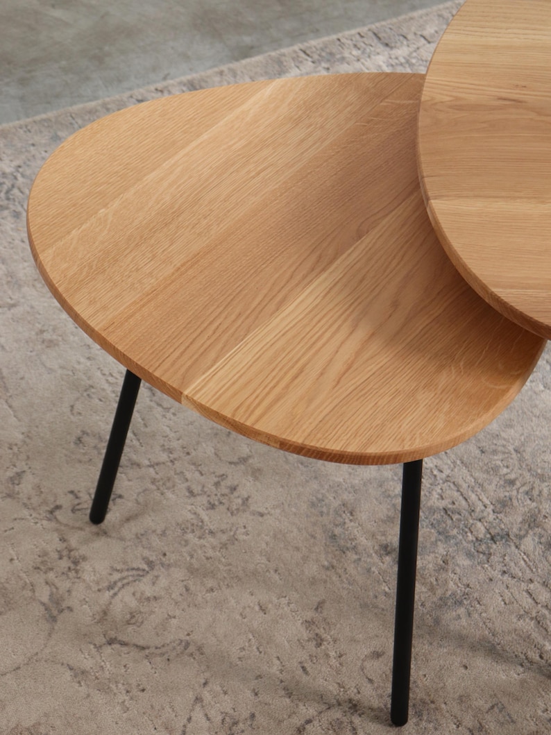 Ręcznie robiony dębowy stolik kawowy: skandynawski design z połowy XX wieku zdjęcie 4