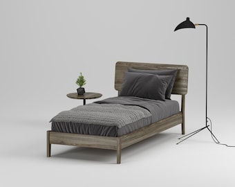 シングルオークベッドフレーム ノーウィッチ 木製寝室 ミニマリスト スカンジナビアデザイン