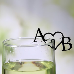 Personalized Wedding Drink Tags Love Tags 2 Letters Initials Markers Acrylic Name Tags Glass Cocktail Topper Engagement Anniversary Party-1