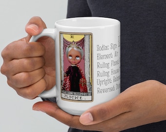LIBRA Justice Tarot Card Zodiac Sign Blythe Doll White Glossy Mug