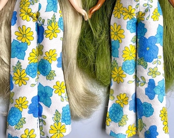 Floral Flared Bell Bottom Bootcut Pants for Blythe Dolls