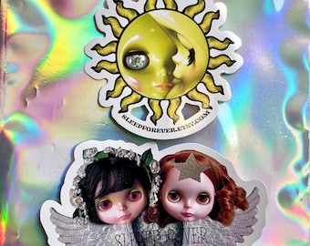 2 Blythe Doll Sleepforever Die Cut Vinyl Stickers Sun & Moon Angels Cupids Cherubs