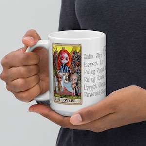 Caneca de boneca Blythe Gemini The Lovers Tarot Card Signo do Zodíaco