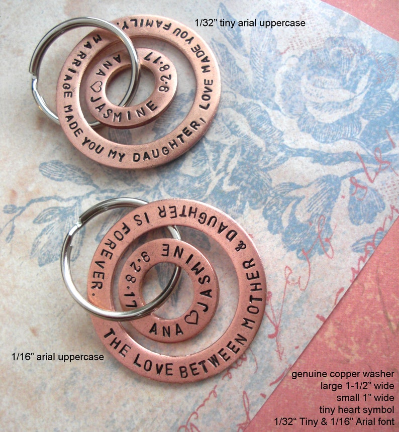 Genuine Copper Double Washer Key Chain Hand Stamped Etsy