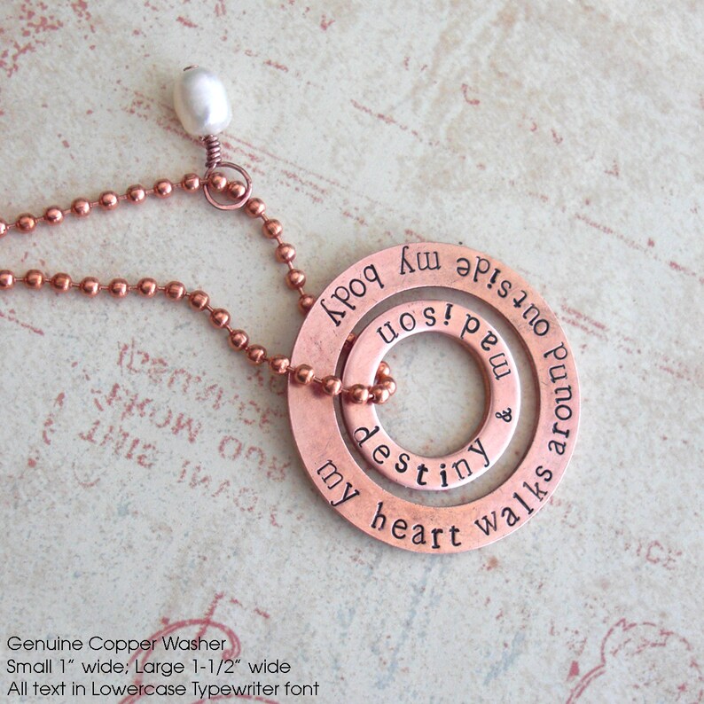 Genuine Copper Double Washer Key Chain Hand Stamped Etsy