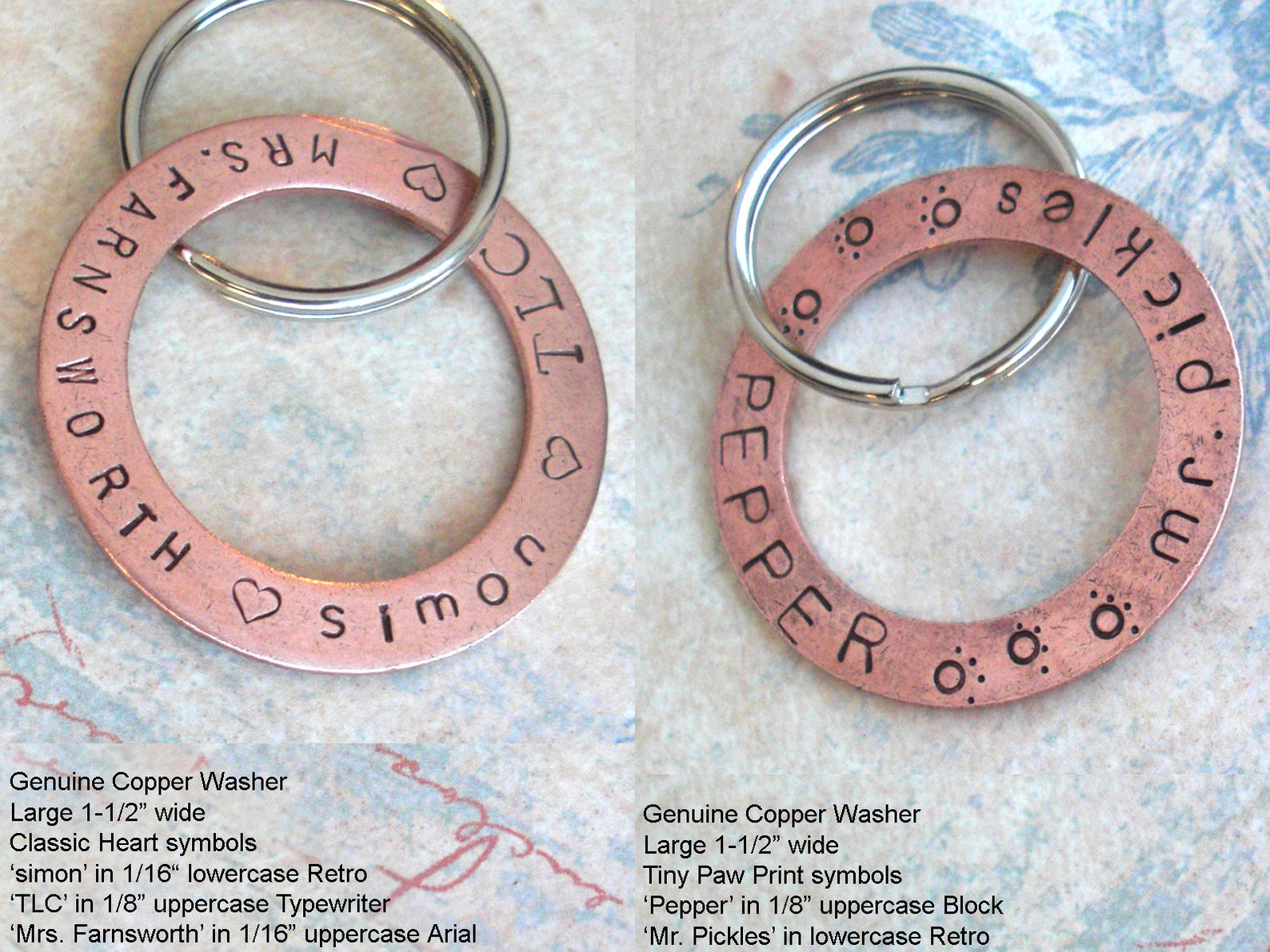 Genuine Copper Double Washer Key Chain Hand Stamped Etsy