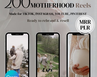 Faceless Motherhood reels Video Instagram content Digital marketing Done for you MRR PLR DFY Canva Social media template Bundle Master resel