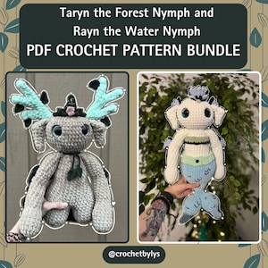 PDF CROCHET PATTERNS - Taryn the Forest Nymph & Rayn the Water Nymph Amigurumi Instructions Bundle
