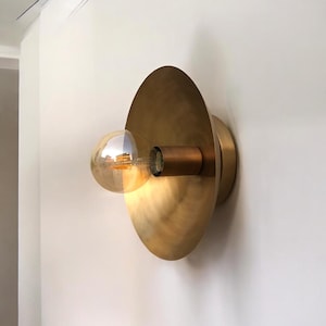 Handmade Brass Wall Sconce – Italian Raw Brass Minimalist Wall Light for Bedroom, Living Room, Hallway or Entryway