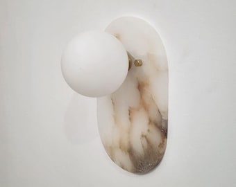 Brass Marble Wall Sconce Sputnik Mid Century Light