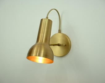 Modern Brass Gooseneck Wall Sconce – Adjustable Mid Century Reading Lamp
