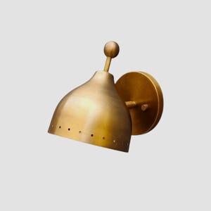 Rustic Industrial Wall Light with Pivot Brass - Vintage Single Shade Sconce