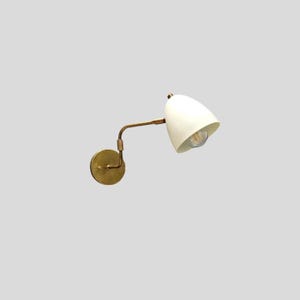 Adjustable Brass Swing Arm Wall Light - Mid-Century Modern Fixture