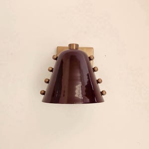 Wine Cone Brass Wall Sconce With Handcrafted Mid Century Rivet Design Frost Lights