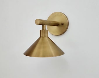 Handcrafted Cone Shade Light - Modern Brass Wall Sconce