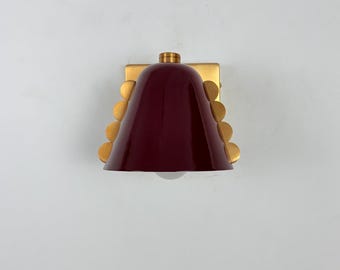 Handcrafted Brass Wine Shade Wall Sconce – Mid-Century Rivet Accent Lamp