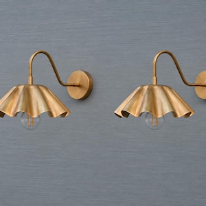 Fluted Umbrella Wall Sconce Vintage Mid Century Hardwired Lamp
