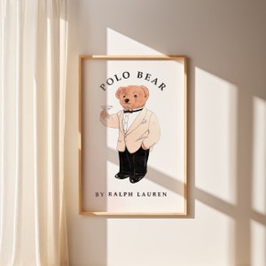 Tela con l'iconico orso Polo, poster da parete con l'orso Polo, poster di una rivista di moda, poster di una rivista di moda vintage, poster stampabile Polo Ralph