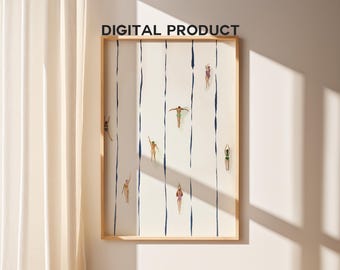 Menschen Schwimmen im Pool druckbare Kunst | Minimalistisches kleines Schwimmer-Poster | Poster Sommer | Geschenk für Schwimmer | Deco-Stil Badezimmer Dekor