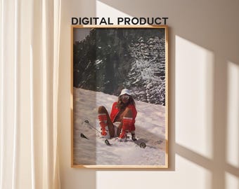 Retro Après Ski Kunst, Vintage Winter Magazin, Luxus Mode Druck, Mode Magazin Poster, Alte Mode, Skiing Kunst, Leinwand Wandkunst
