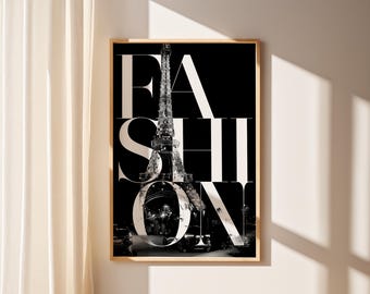 Paris Fashion Print, Eiffel Tower Poster, Girl Room Decor